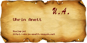 Uhrin Anett névjegykártya