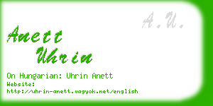 anett uhrin business card